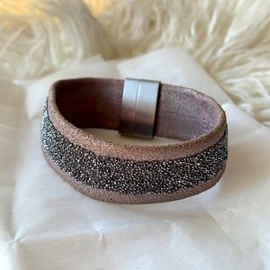 Leather Embellished Cuff Bracelet